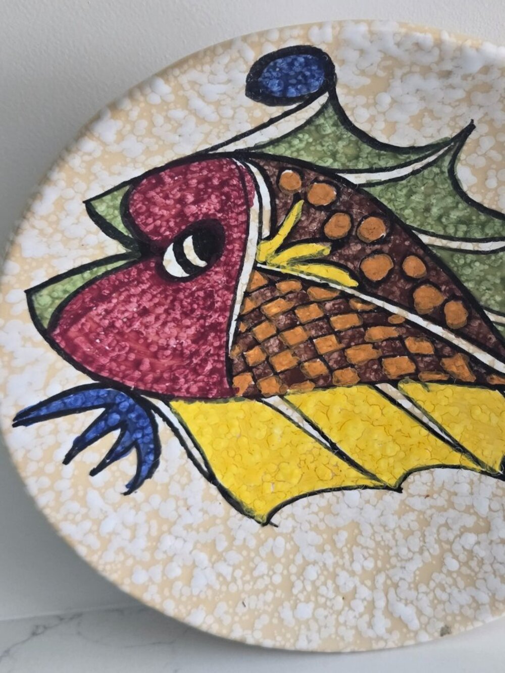 Vintage Ceramic Fish Plate by Talavera El Carmen